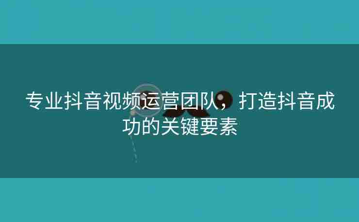 专业抖音视频运营团队，打造抖音成功的关键要素