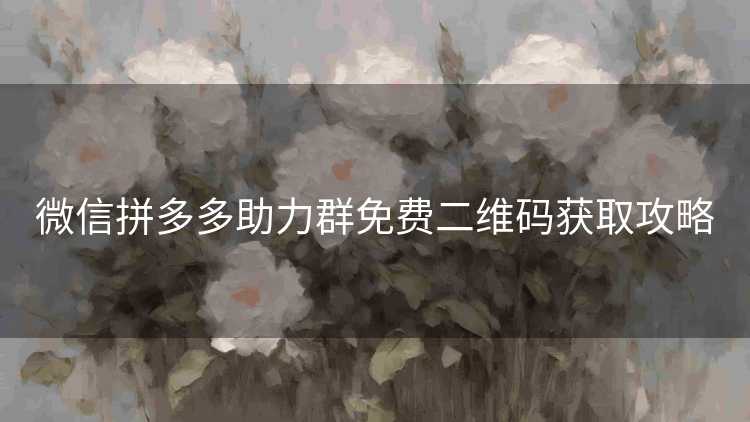 微信拼多多助力群免费二维码获取攻略 微信拼多多助力群免费二维码获取攻略