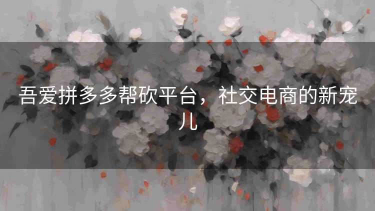 吾爱拼多多帮砍平台,社交电商的新宠儿 吾爱拼多多帮砍平台,社交电商的新宠儿