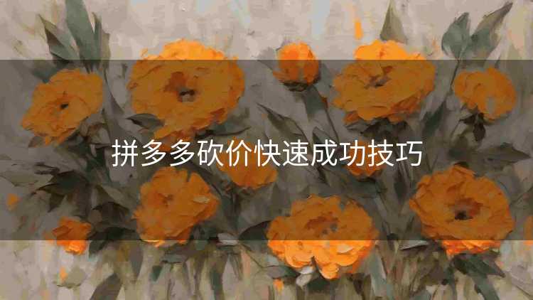 拼多多砍价快速成功技巧 拼多多砍价快速成功技巧