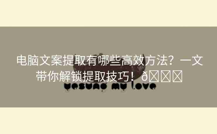 电脑文案提取有哪些高效方法？一文带你解锁提取技巧！🌈