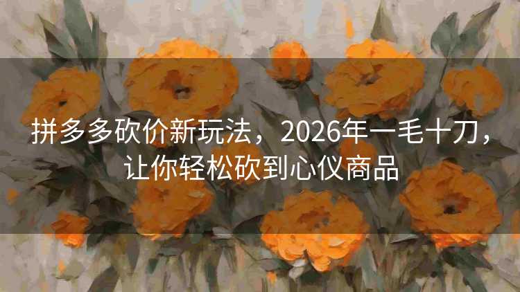 拼多多砍价新玩法,2026年一毛十刀,让你轻松砍到心仪商品 拼多多砍价新玩法,2026年一毛十刀,让你轻松砍到心仪商品
