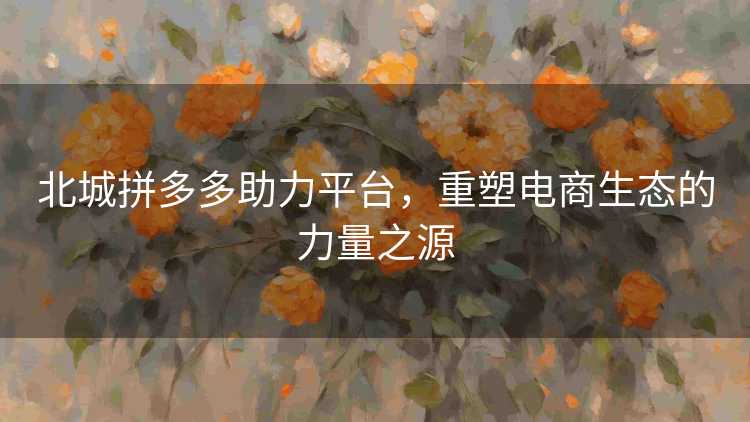 北城拼多多助力平台,重塑电商生态的力量之源 北城拼多多助力平台,重塑电商生态的力量之源
