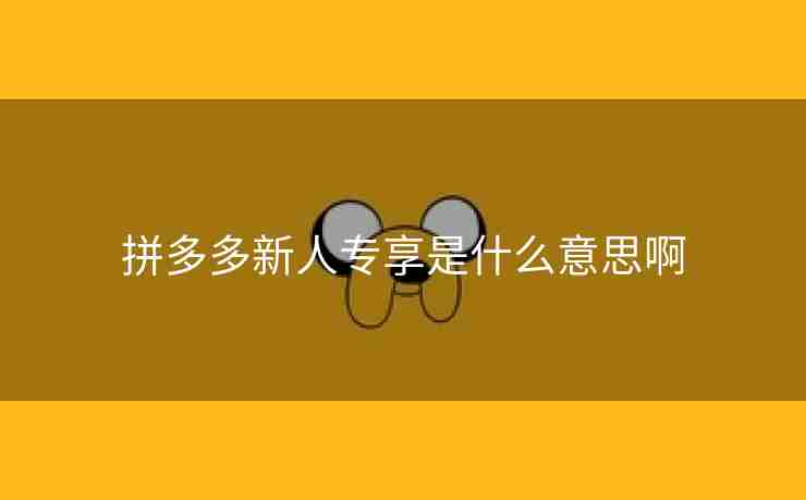 拼多多新人专享是什么意思啊