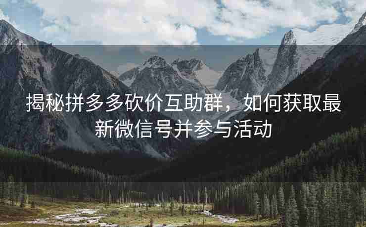 揭秘拼多多砍价互助群，如何获取最新微信号并参与活动