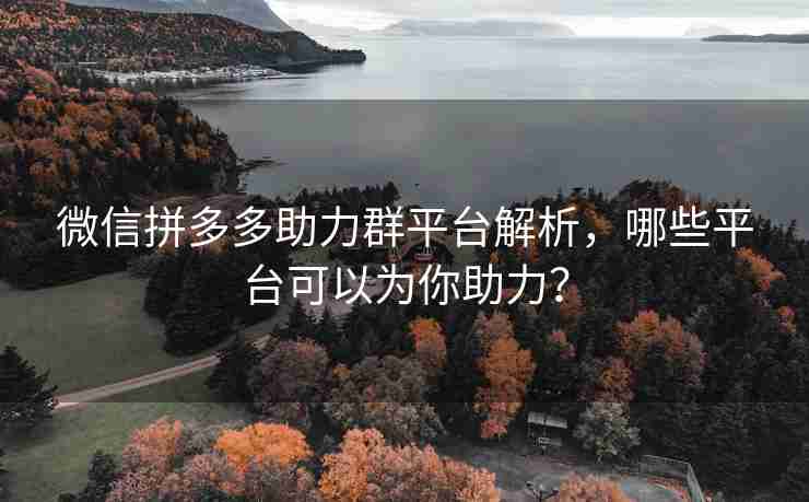 微信拼多多助力群平台解析，哪些平台可以为你助力？