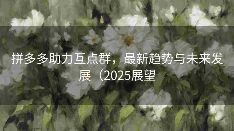 拼多多助力互点群,最新趋势与未来发展(2025展望 拼多多助力互点群,最新趋势与未来发展(2025展望