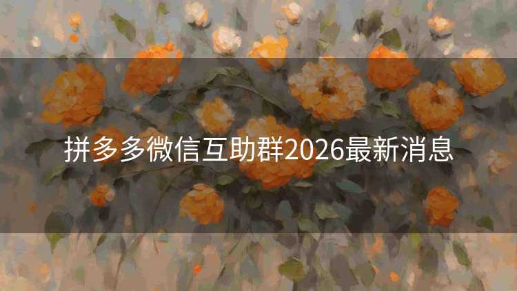 拼多多微信互助群2026最新消息 拼多多微信互助群2026最新消息