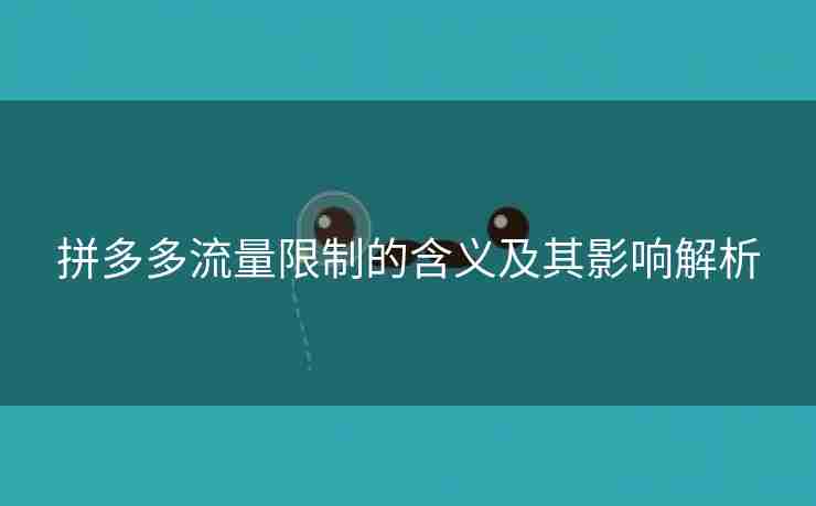 拼多多流量限制的含义及其影响解析