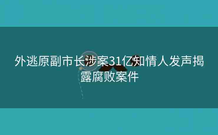 外逃原副市长涉案31亿知情人发声揭露腐败案件