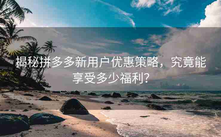 揭秘拼多多新用户优惠策略，究竟能享受多少福利？