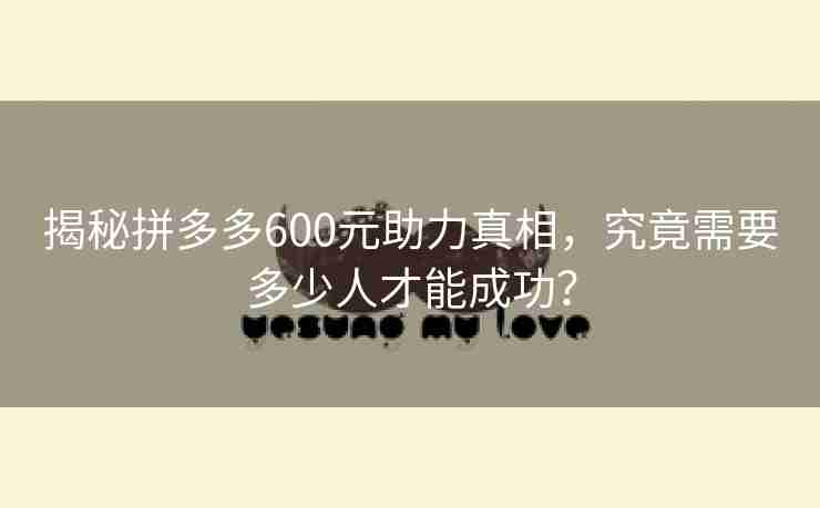 揭秘拼多多600元助力真相，究竟需要多少人才能成功？