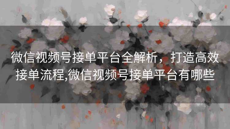 微信视频号接单平台全解析,打造高效接单流程,微信视频号接单平台有哪些 微信视频号接单平台全解析,打造高效接单流程,微信视频号接单平台有哪些