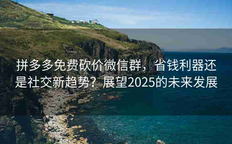 拼多多免费砍价微信群，省钱利器还是社交新趋势？展望2025的未来发展