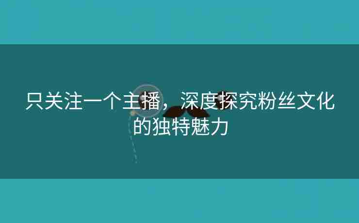 只关注一个主播，深度探究粉丝文化的独特魅力