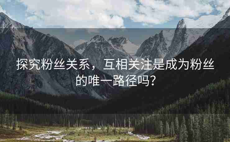 探究粉丝关系，互相关注是成为粉丝的唯一路径吗？