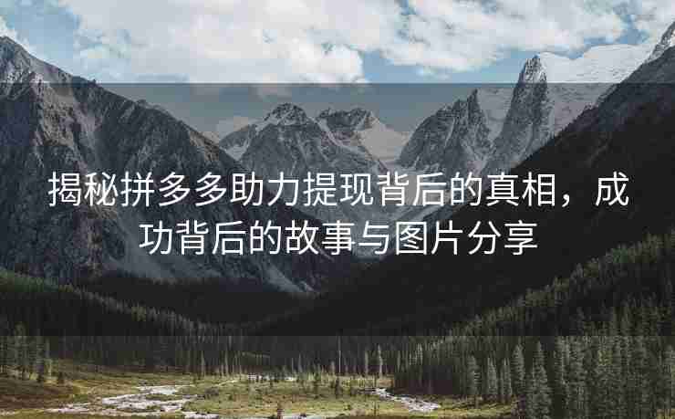 揭秘拼多多助力提现背后的真相，成功背后的故事与图片分享