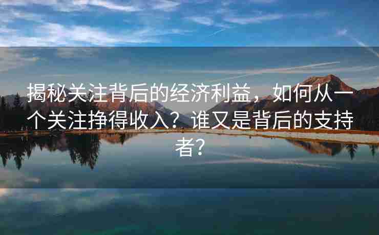 揭秘关注背后的经济利益，如何从一个关注挣得收入？谁又是背后的支持者？