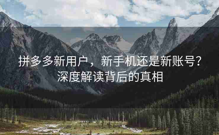 拼多多新用户，新手机还是新账号？深度解读背后的真相