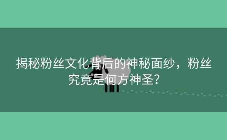 揭秘粉丝文化背后的神秘面纱，粉丝究竟是何方神圣？