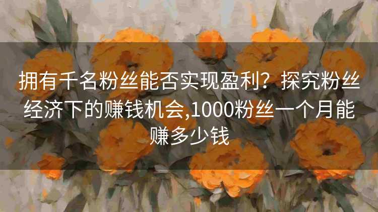 拥有千名粉丝能否实现盈利？探究粉丝经济下的赚钱机会,1000粉丝一个月能赚多少钱