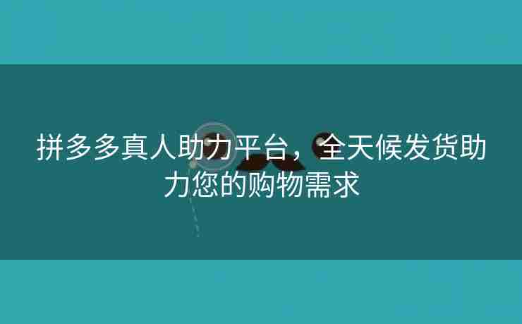 拼多多真人助力平台，全天候发货助力您的购物需求